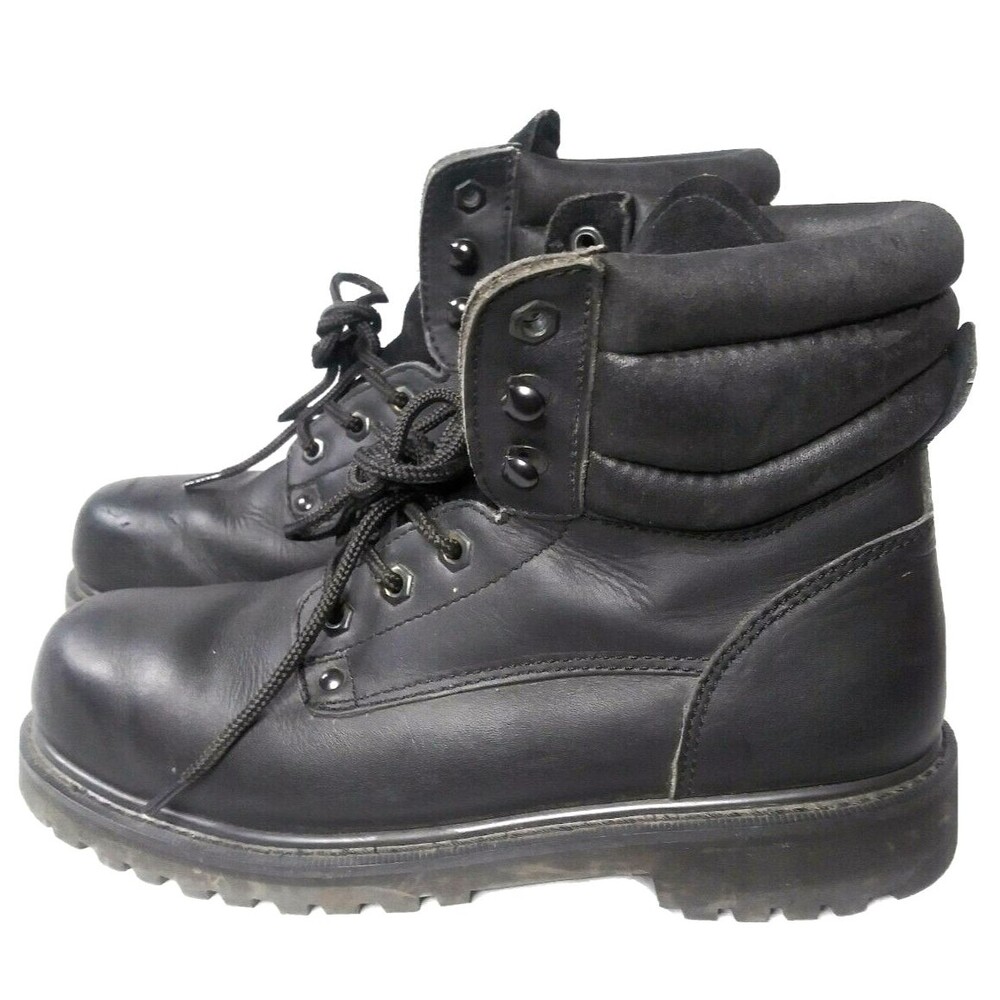 Vintage Sears Steel Toe Boots Men's Size 9.5 D Black Leather